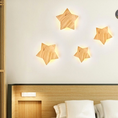 Multi-Shaped Wall Sconces Wood 1-Light Wall Sconce Lighting in Natural