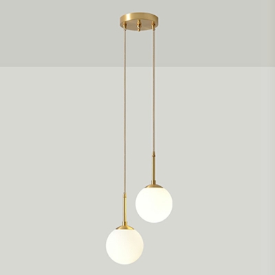 Pendulum Hanging Ceiling Lights Modern Style Glass 2-Lights Pendant Lighting Fixtures in White