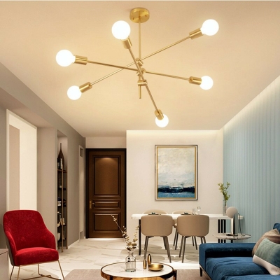 Postmodern Bare Bulb Hanging Light Metal Chandelier Light for Living Room