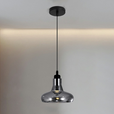 Smoke Gray Bowl Hanging Ceiling Lights Modern Style Mirror Glass 1 Light Pendant Lights