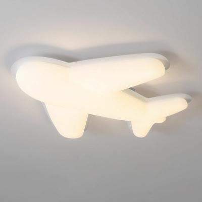 White Plane Flush Mount Lighting Kids Style Acrylic 1 Light Flush Ceiling Light