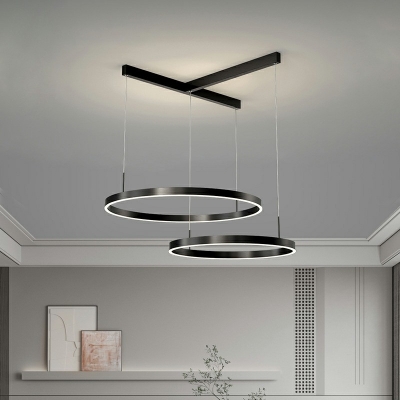 2-Light Hanging Lamps Modernist Style Geometric Shape Metal Suspension Light
