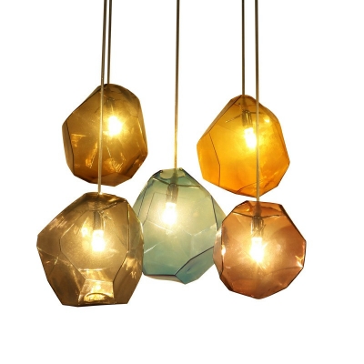 1-Light Hanging Lights Modernist Style Geometric Shape Glass Ceiling Pendant Light
