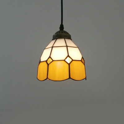 1-Light Pendant Lighting Tiffany Style Cone Shape Metal Hanging Ceiling Lights