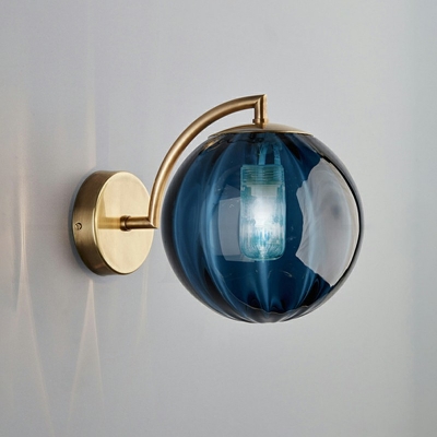 1-Light Sconce Light Fixture Industrial Style Globe Shape Metal Wall Mounted Lighting