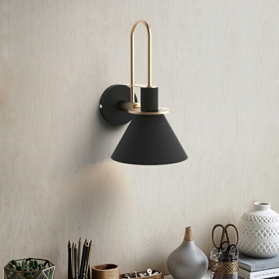 1-Light Sconce Light Fixture Minimalist Style Cone Shape Metal Wall Lamps