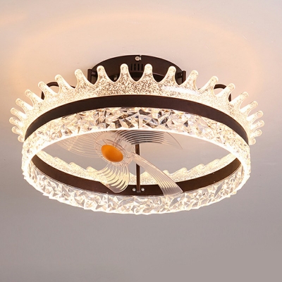 1-Light Semi Flush Light Contemporary Style Crown Shape Metal Ceiling Mounted Fixture