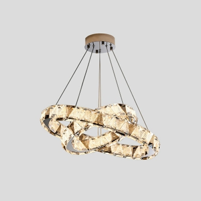 2-Light Chandelier Lighting Minimalist Style Geometric Shape Metal Pendant Light Fixture