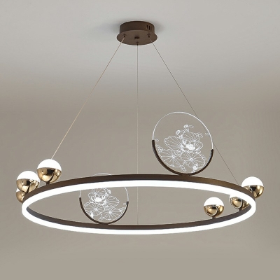 4-Light Chandelier Light Fixture Contemporary Style Ring Shape Metal Pendant Lighting Fixtures