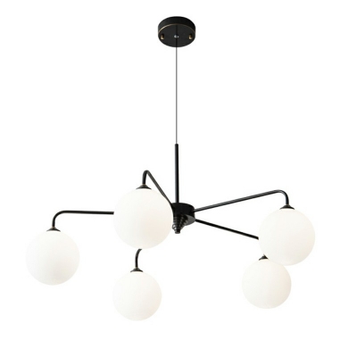 5-Light Ceiling Chandelier Simple Style Ball Shape Metal Hanging Lamp Kit