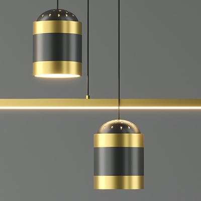 Adjustable Light Nordic Style Strip Shade Led Pendant Light Metal 5 Lights Island Pendant