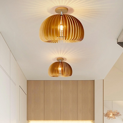 Asian Flush Mount Dining Room Light Fixtures Wood Ambient Lighting