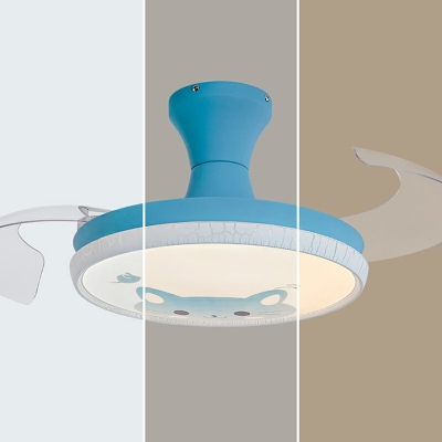 Cartoon Drum Semi Flush Mount Light Fixture Acrylic Semi Flush Mounted Fan Led Light