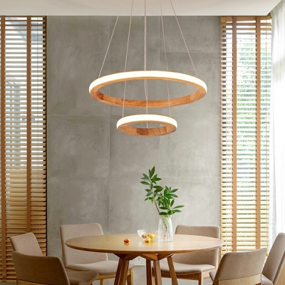 Circular Chandelier Lights Modern Wood Chandelier Light Fixture for Living Room