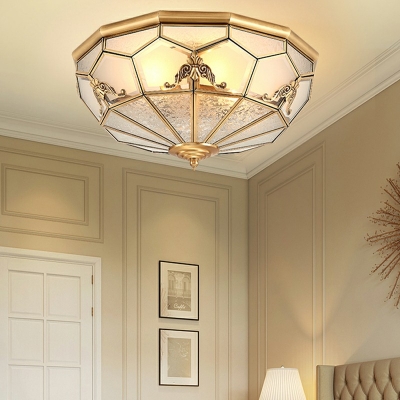 Colonial Style Dome Ceiling Light Frosted Glass Flush Mount Light for Foyer