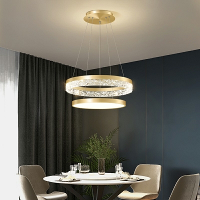 Contemporary Crystal Glass Hanging Lights Ambient Lighting for Dining Room