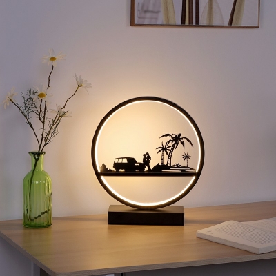 Contemporary LED Table Lamps Circle Bedside Reading and Bedroom Lamps