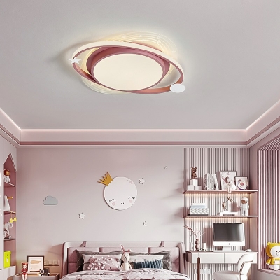 Contemporary Metallic Round Flush Mount Ceiling Light for Living Room