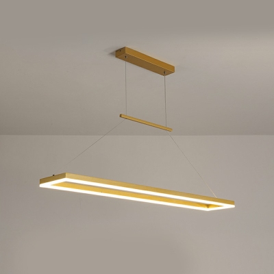 Contemporary Rectangle Island Lighting Fixtures Metallic Island Lamps