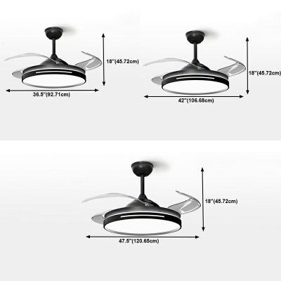 Contemporary Semi Mount Ceiling Fan Lighting Acrylic Fan Light for Bedroom