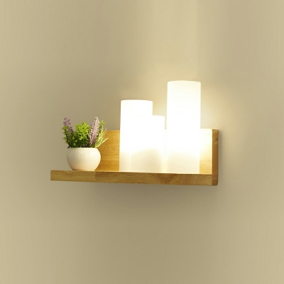 Cylindrical Wall Lighting Fixtures Modern Style Warm Light Wood 1-Light Wall Light Fixtures in Yellow