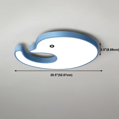 Dolphin Shape Flush Mount Ceiling Lighting Fixture Aluminum and Silica Gel Shade Flush Mount Fixture