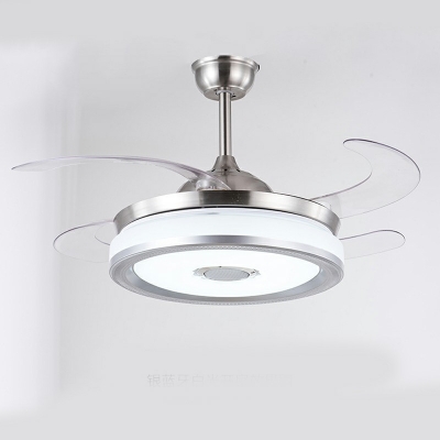 Flush Fan Light Fixtures Modern Style Acrylic Flush Mount Fan Lamps for Living Room Remote Control Stepless Dimming
