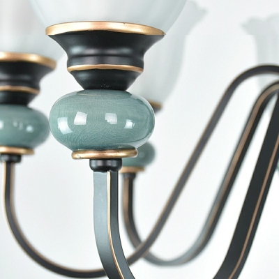 Glass Chandelier Lighting Fixtures Curvy Arm Hanging Chandelier for Dining Room
