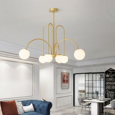Globe Chandelier Lights Traditional Glass Chandelier Light Fixture in Gold for Living Room