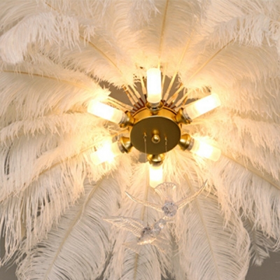 Hanging Ceiling Light Contemporary Style Feather Hanging Lamps Kit for Living Room