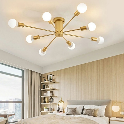 Industrial Semi Flush Mount Lighting Exposed Bulb Ambient Light Fixtures for Bedroom