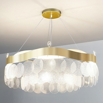 Round Hanging Light Modern Style Glass Pendant Light for Living Room