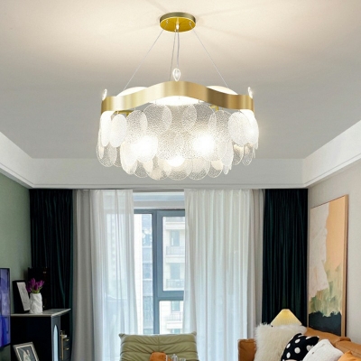 Round Hanging Light Modern Style Glass Pendant Light for Living Room