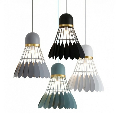 Tapered Hanging Ceiling Light Modern Style Metal 1-Light Pendant Light Fixtures in Black