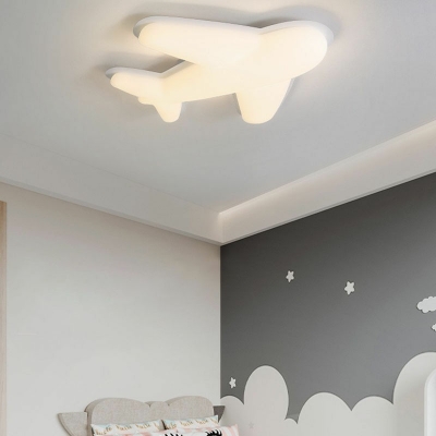 White Plane Flush Mount Lighting Kids Style Acrylic 1 Light Flush Ceiling Light