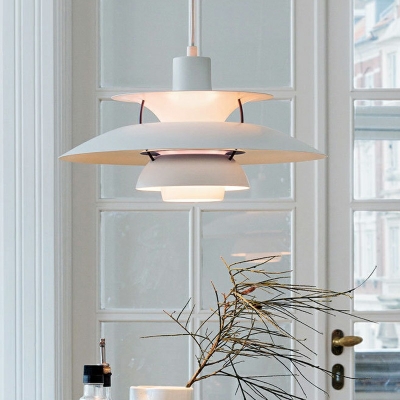 White Three-Shade Hanging Ceiling Light Modern Style Metal 1 Light Pendant Lighting
