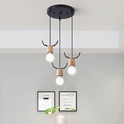 1-Light Ceiling Pendant Light Simple Style Antlers Shape Metal Hanging Lamp Kit