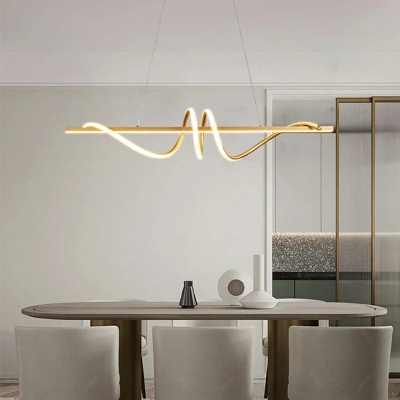 1 Light Curve Shade Hanging Light Modern Style Metal Pendant Light for Living Room