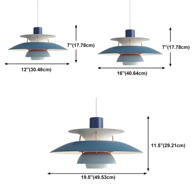 1-Light Hanging Ceiling Light Modernist Style Geometric Shape Metal Down Lighting