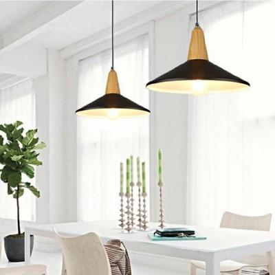 1-Light Hanging Lights Industrial Style Cone Shape Metal Suspension Pendant