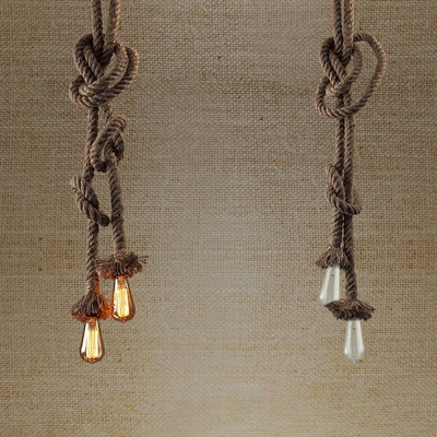 1-Light Pendant Light Industrial Style Linear Shape Rope Hanging Lamps