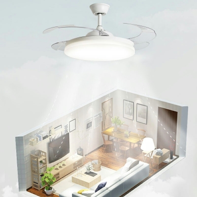 1-Light Pendant Light Kit Contemporary Style Fan Shape Metal Remote Control Stepless Dimming Hanging Ceiling Lights