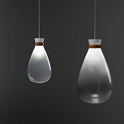 1 Light Teardrop Hanging Lights Modern Style Mirror Glass Pendant Lamp in Clear