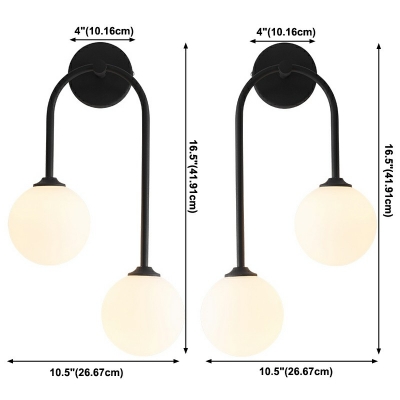2-Light Sconce Light Fixture Contemporary Style Globe Shape Metal Wall Lighting Ideas