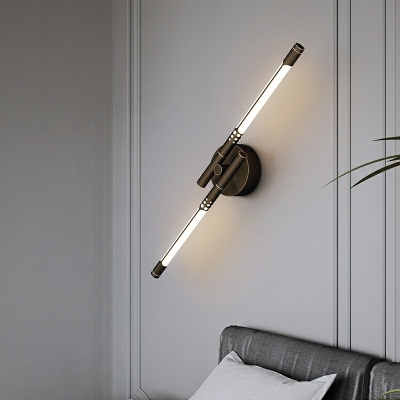 2-Light Sconce Light Fixture Minimalist Style Linear Shape Metal Third Gear Wall Lamps