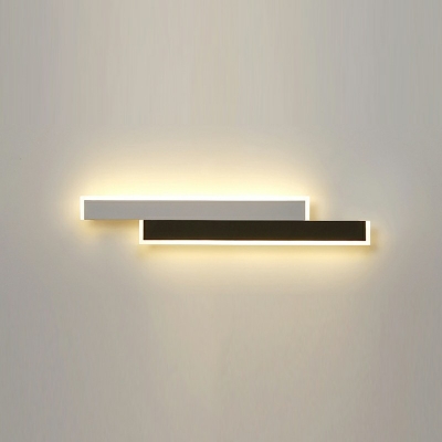 2 Lights Linear Wall Sconce Lighting Modern Style Metal Wall Light Sconce in Black