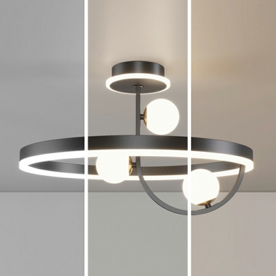 5-Light Chandelier Lamp Modernist Style Ring Shape Metal Pendant Lights