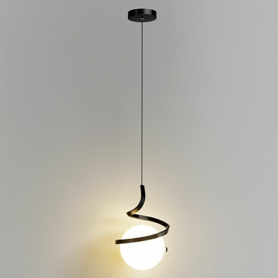 Contemporary Pendulum Pendant Light Fixture White Glass Suspension Pendant Light