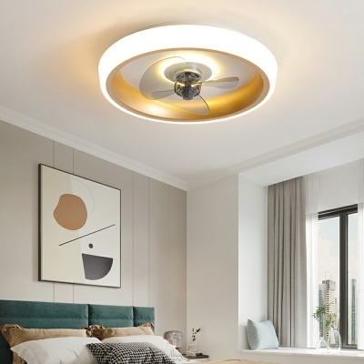 Flush Mount Ceiling Fan Fixture Children's Room Style Acrylic Flush Fan Light for Living Room Remote Control Stepless Dimming