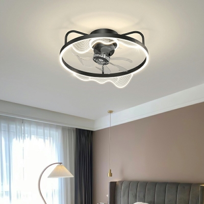 Flush Mount Fan Lamps Children's Room Style Acrylic Flush Mount Ceiling Fan Light for Living Room Remote Control Stepless Dimming